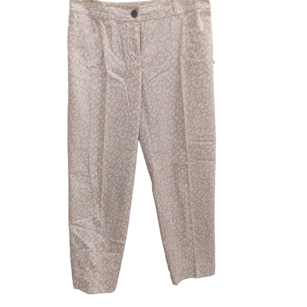 Chico's Ankle Pants Sz 0 = Sz 4 Animal Print Tan White